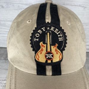 Toby Keith Ball Cap Hat Patch USA Guitar Embroidery Concert Distressed Tan